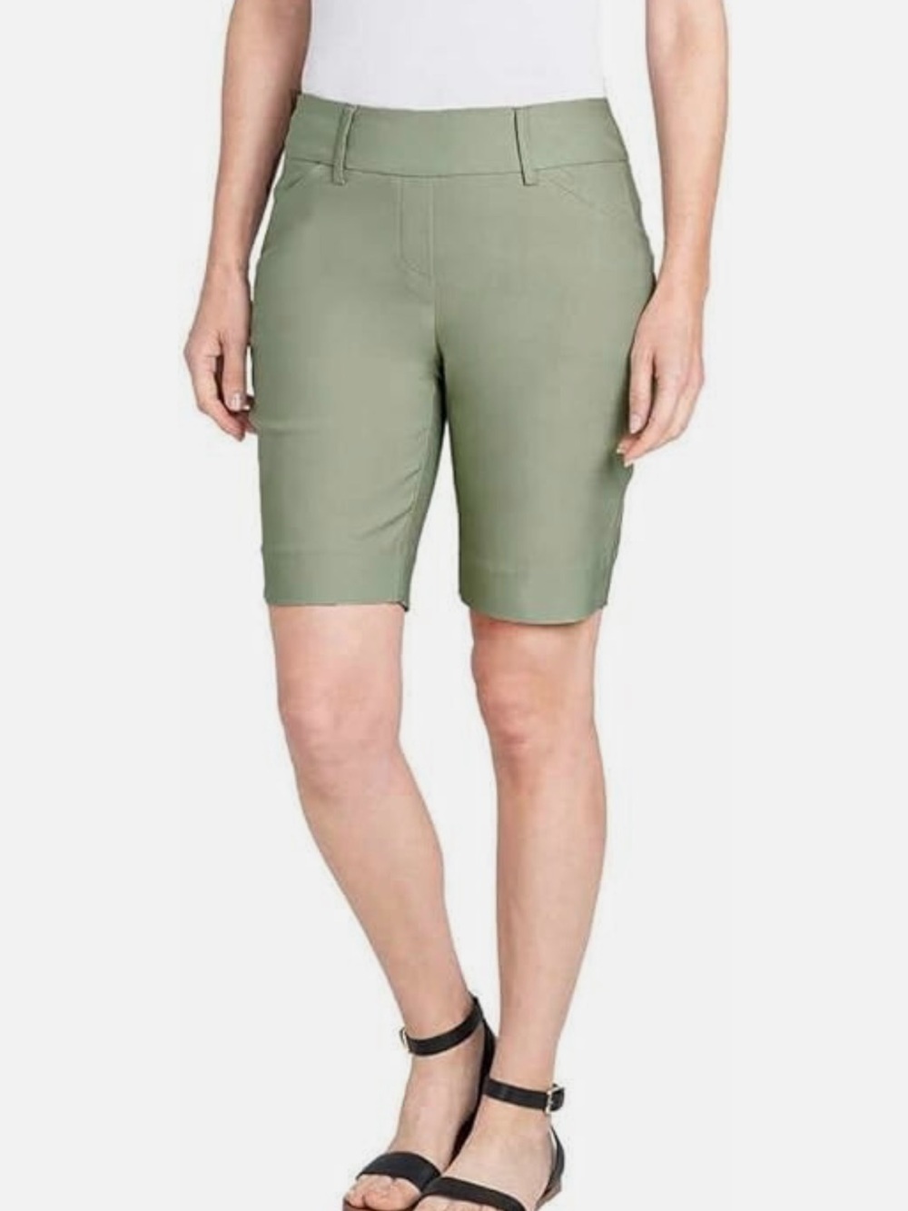 Hilary Radley Olive Green Bermuda Pull-On Shorts